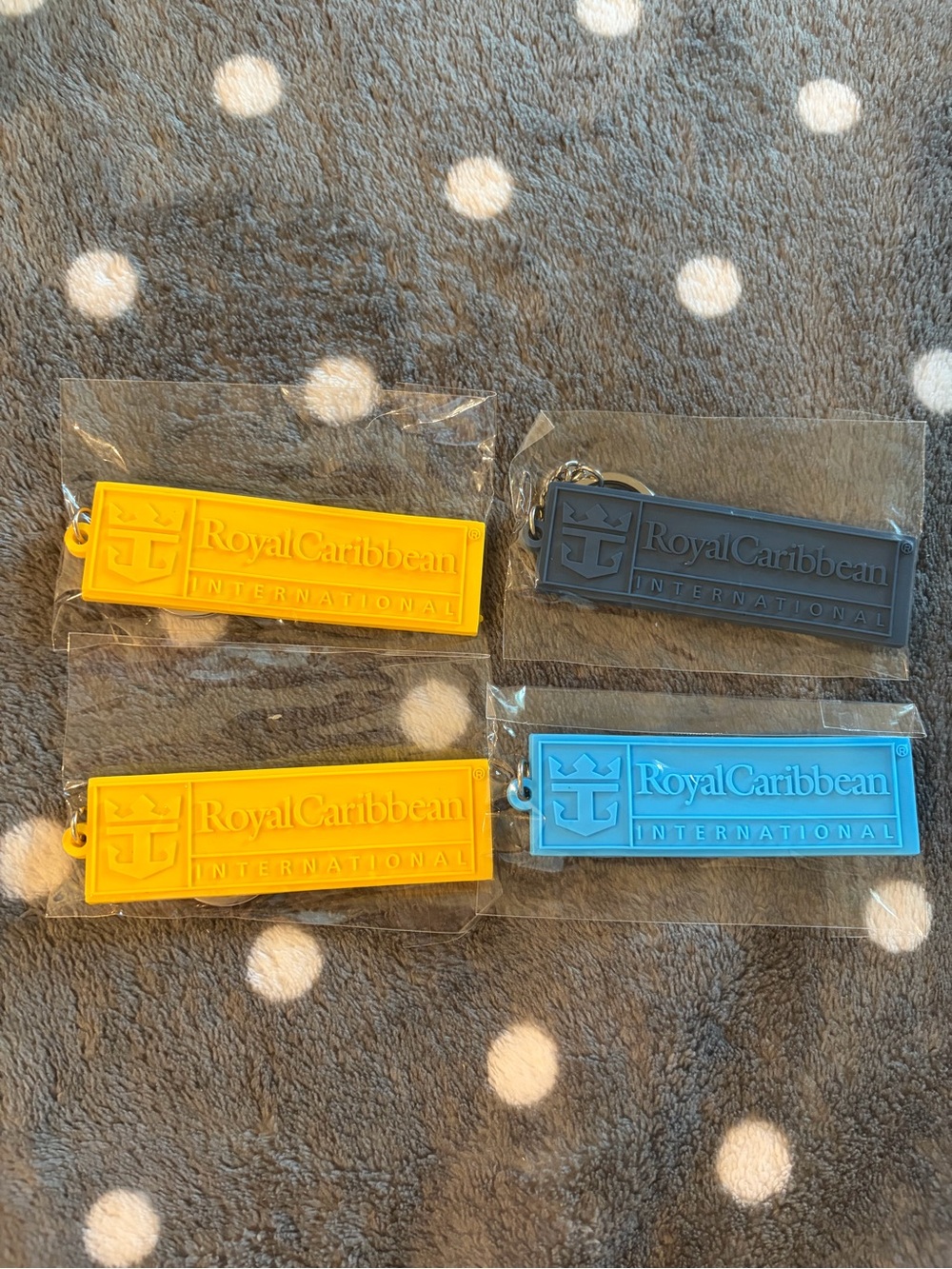 Royal Caribbean Silicone Key Chains Yellow, Navy Blue, Blue